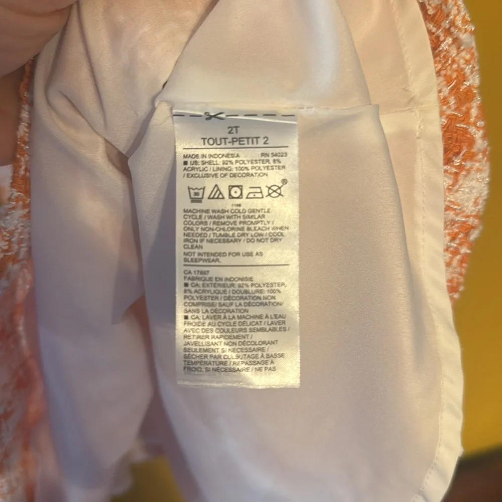 Janie and Jack Tweed Dress 2T Orange & White